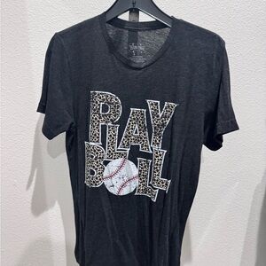 Texas True Black ‘Play Ball’ Leopard Graphic Short Sleeve Tee
